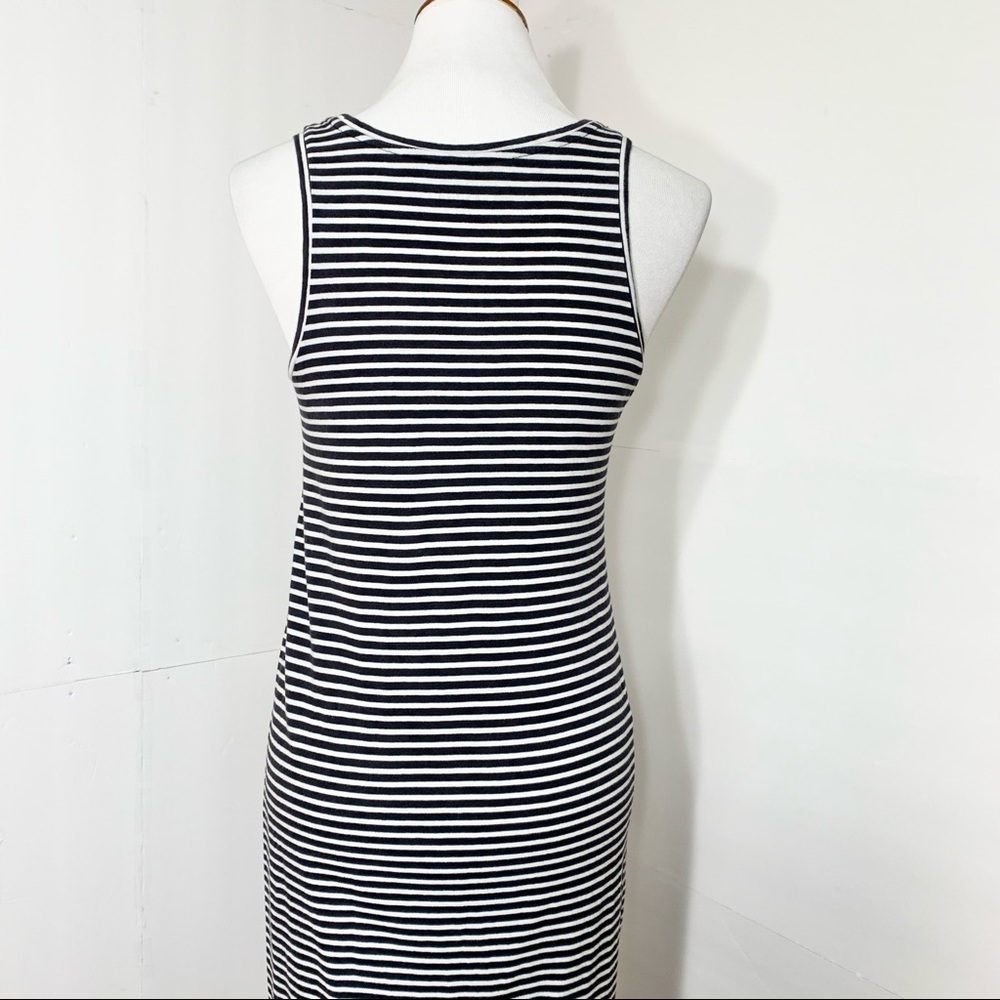 SOLD-Everlane Black and White Striped Casual Sleeveless Maxi Dress - Picture 5 of 11